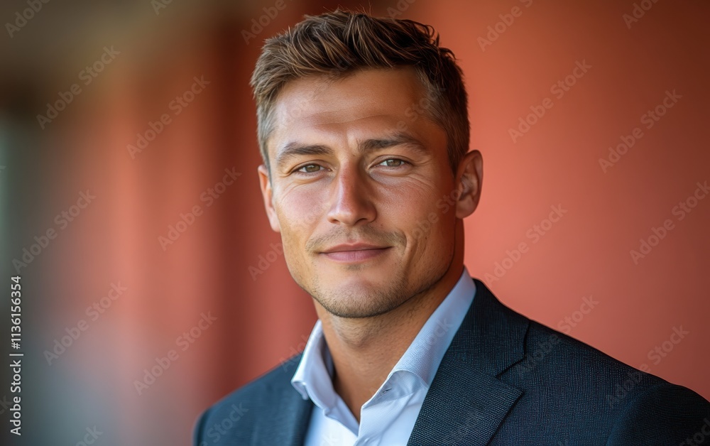 Confident businessman with a suit and a smile in a studio background, He looking at the camera
