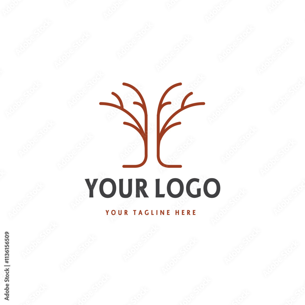 Antler Vector logo or a bare tree icon wilderness modern looking abstract logotype Antler Vector logo or a bare tree icon wilderness modern looking abstract logotype