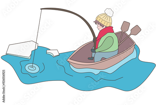 man fishing on boat.