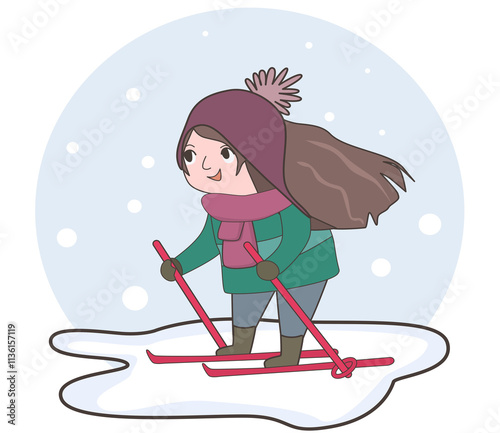 skiing on snow