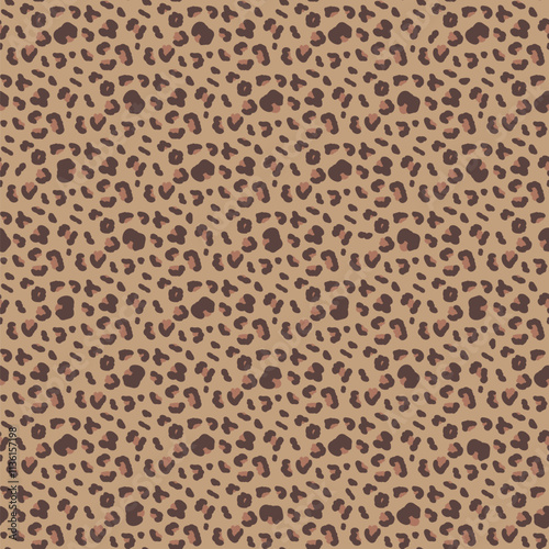 Leopard monochrome seamless pattern. Animal print mocha mouse scallop endless background. Cheetah skin texture repeat cover. Abstract jaguar fur continuous ornament. Vector hand drawn illustration.