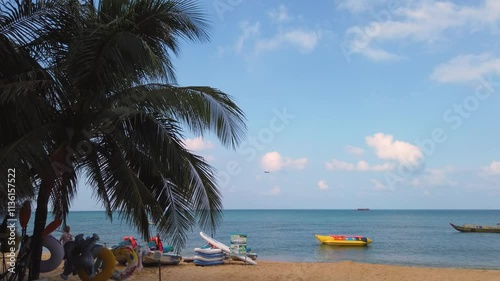 plane is landing over the beach of Phu Quoc Island