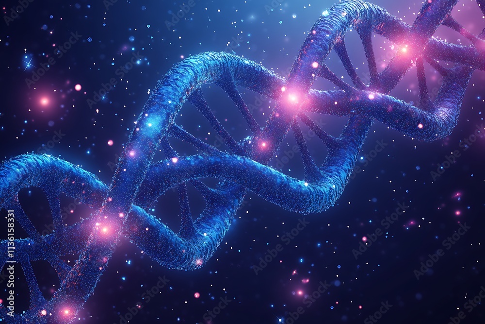 3d illustration of rotating DNA glowing molecule on blue background 3d illustration of rotating DNA glowing molecule on blue background