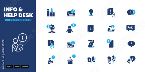 info and help desk solid icon set vector design good for web and mobile app