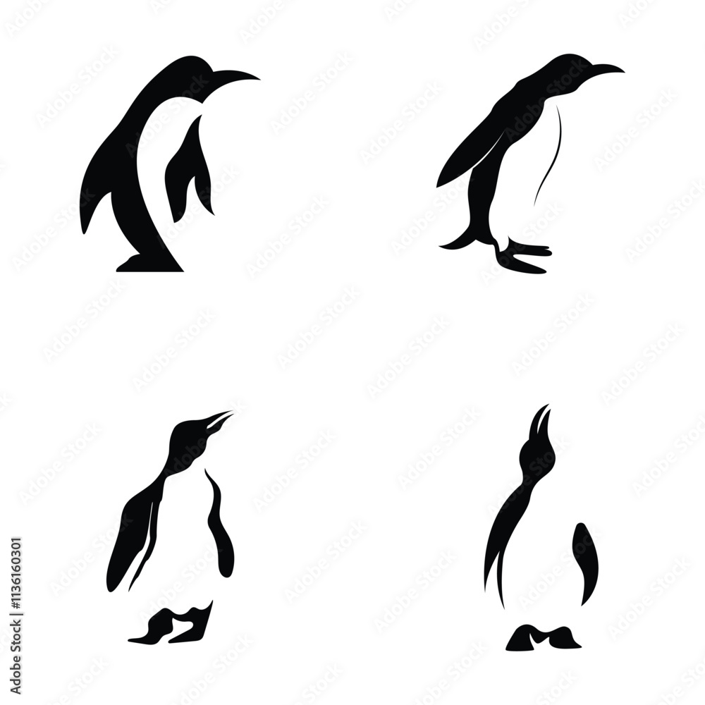 Obraz premium penguin logo vector illustration template design