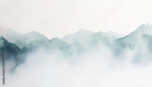 Abstract Watercolor Mountain Range Landscape Painting