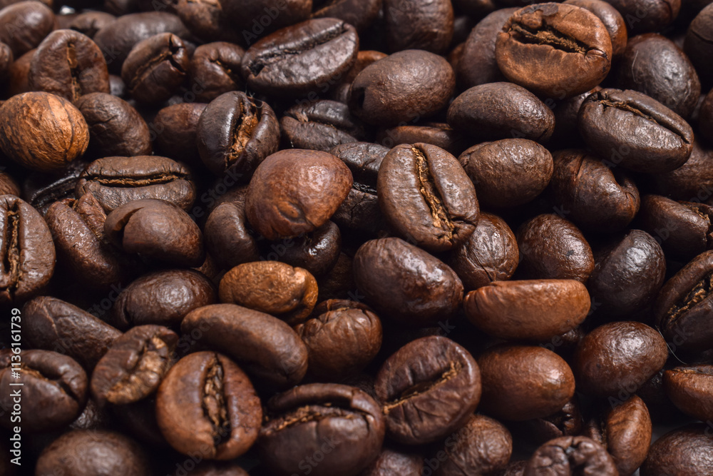 Close up of roasted Robusta Coffee beans