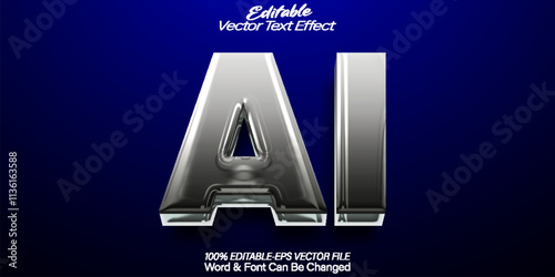 AI Vector Text Effect Editable Alphabet Metal Steel Silver Iron Aliuminum