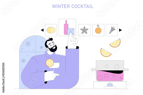 Dry January. Flat Vector Illustration