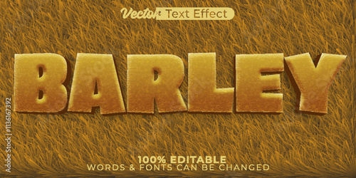 Barley Vector Text Effect Editable Alphabet Brown Plant Crop