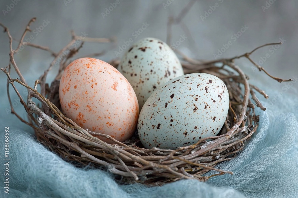 delicate pastel light colors of Easter eggs, on a pleasant gentle background with space for text delicate pastel light colors of Easter eggs, on a pleasant gentle background with space for text