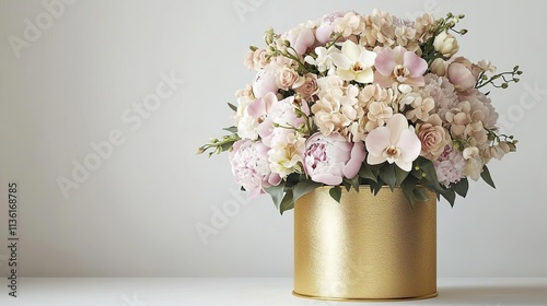 Wallpaper Mural International Flower Day Bouquet Art Elegant floral arrangement in golden pot. Torontodigital.ca