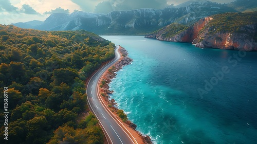Wallpaper Mural Scenic highway road stretching into nature, symbolizing a 2025 New Year road trip for fresh beginnings and celebrations. Torontodigital.ca
