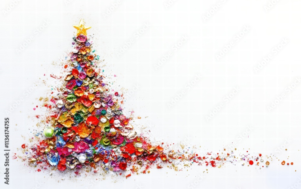 festive christmas tree on bright white background festive christmas tree on bright white background