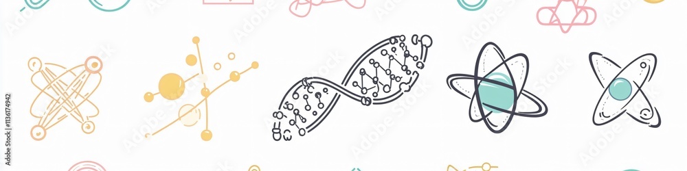 Science Doodle Illustrations Atoms DNA Molecules Science Doodle Illustrations Atoms DNA Molecules