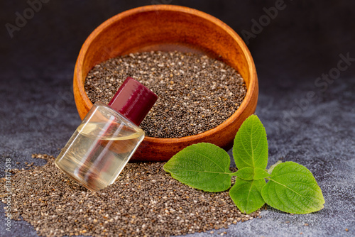 Obraz na płótnie Chia plant and chia seeds and oil are a flowering plant from the mint family native to central and southern Mexico. w salonie
