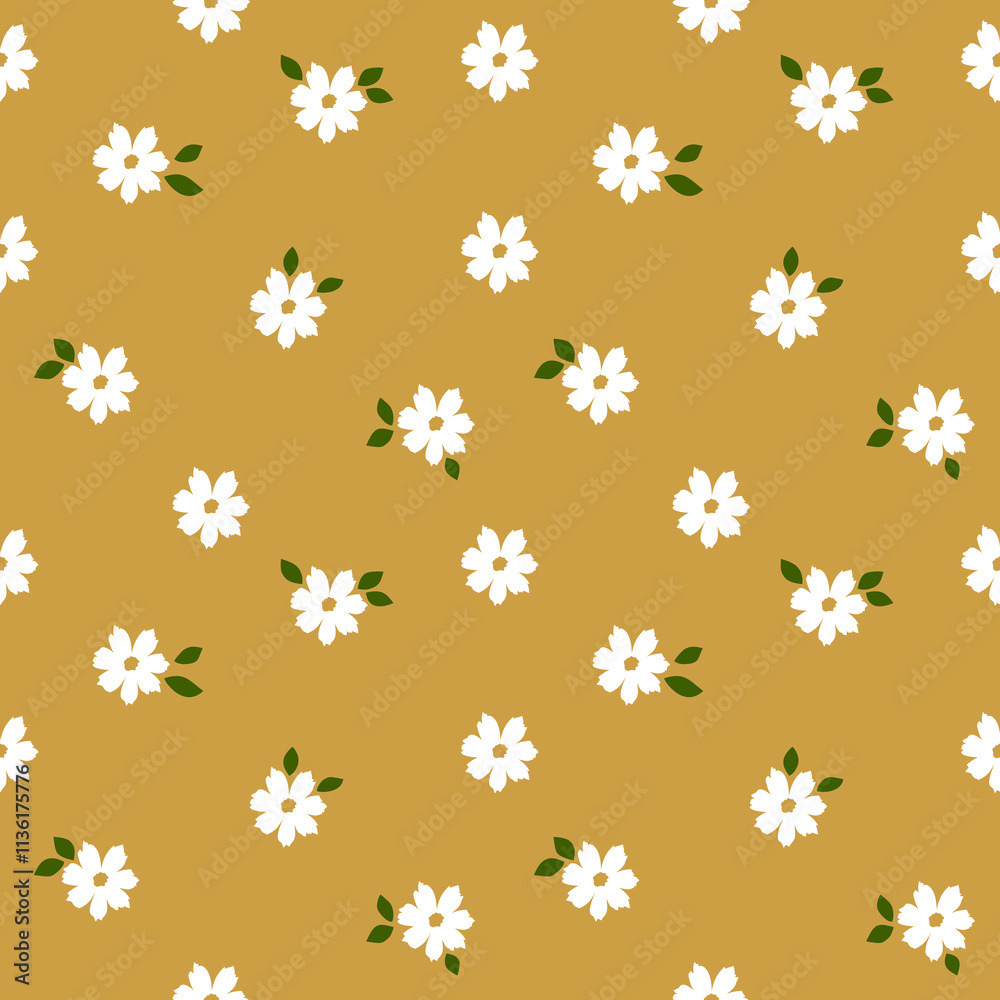 Daisy floral seamless pattern vector. Simple floral background Daisy floral seamless pattern vector. Simple floral background