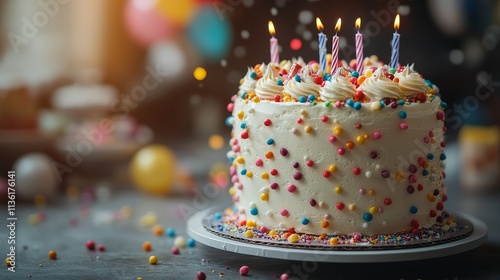 The candles on birthday cake, perfect for birthday or celebration greeting cards, food blogs, bakery websites, and party invitations.