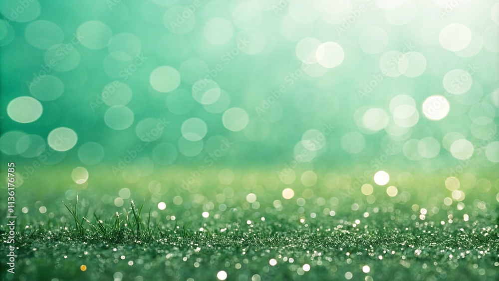 Obraz premium Green bokeh style background with glow effect and bokeh. 