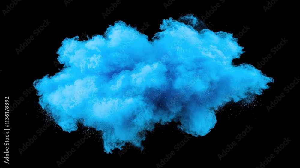 Vibrant Blue Smoke Cloud on Black Background for Creative Projects Vibrant Blue Smoke Cloud on Black Background for Creative Projects