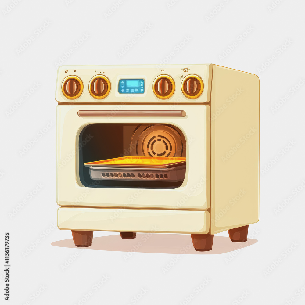 Flat icon of an electric oven in white color with a delicious pizza inside suitable for culinary and kitchen-related stock photography Flat icon of an electric oven in white color with a delicious pizza inside suitable for culinary and kitchen-related stock photography