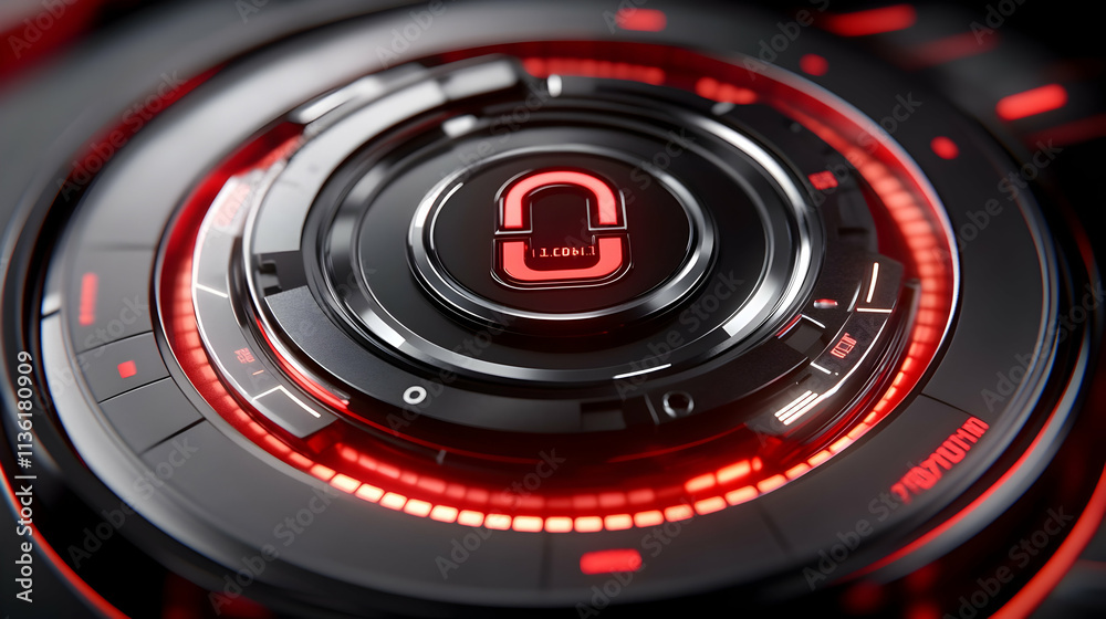 Futuristic red and black unlock interface. Futuristic red and black unlock interface.