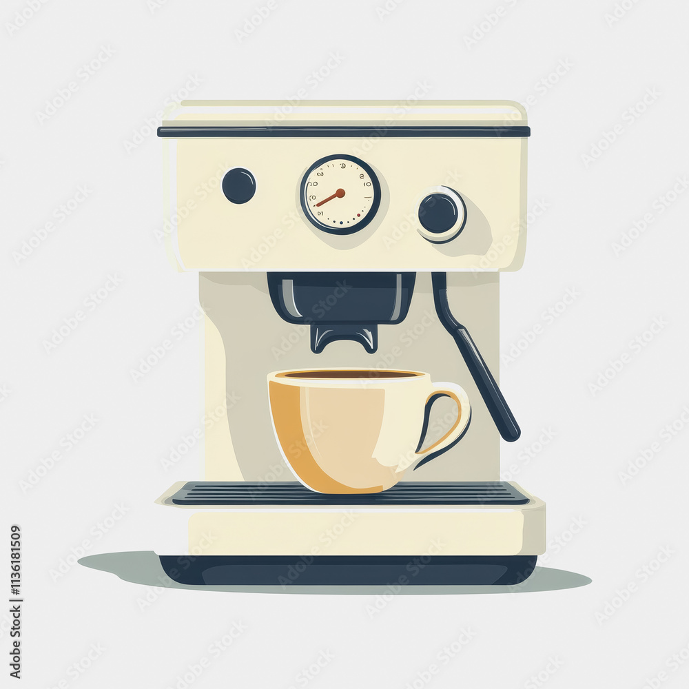 Smart coffee machine flat icon modern design with cup technology home appliance brewing innovative kitchen tools graphic illustration Smart coffee machine flat icon modern design with cup technology home appliance brewing innovative kitchen tools graphic illustration