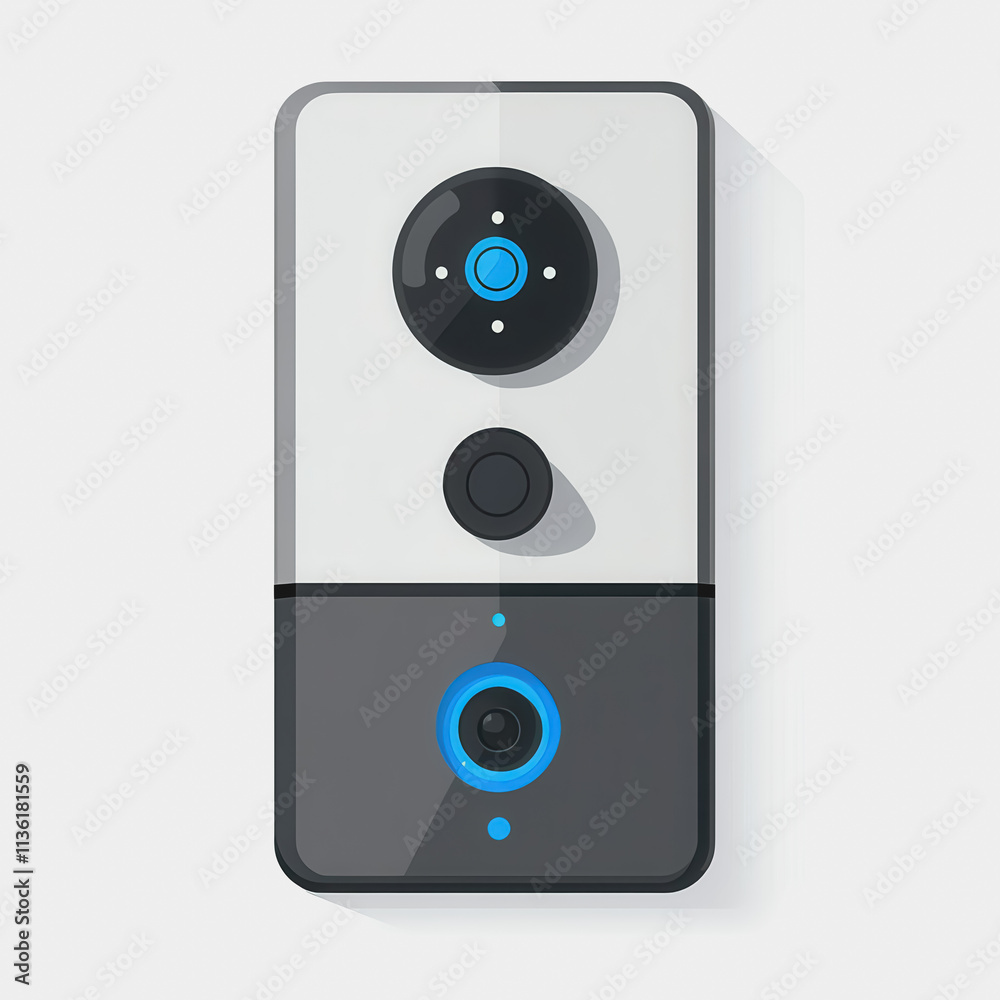 Fototapeta premium Smart doorbell flat icon modern design technology security home automation user interface vector illustration digital device