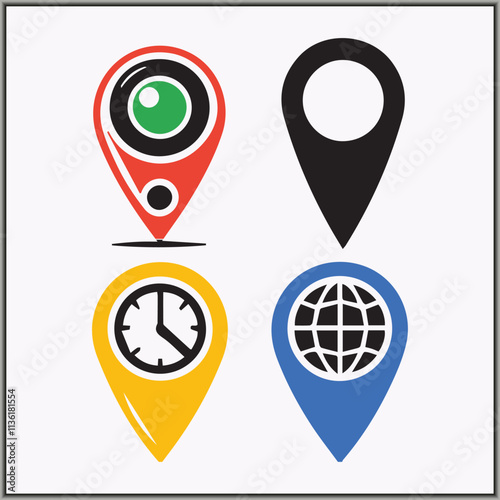 location locator icon bundle with color design 