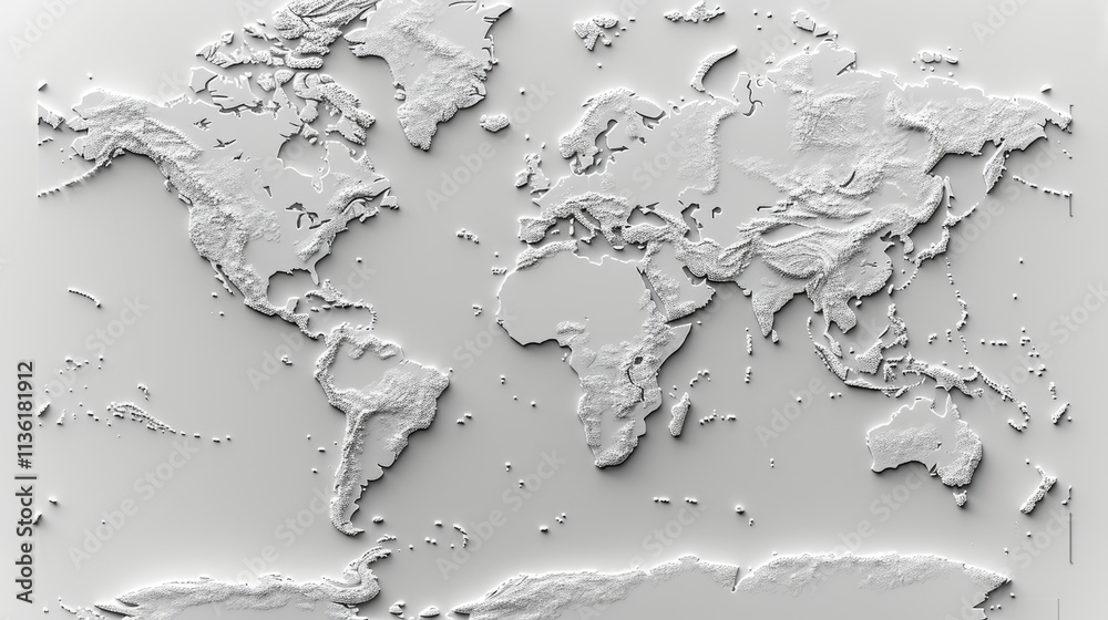 Minimalistic world map outline on a clean white background for simple design projects