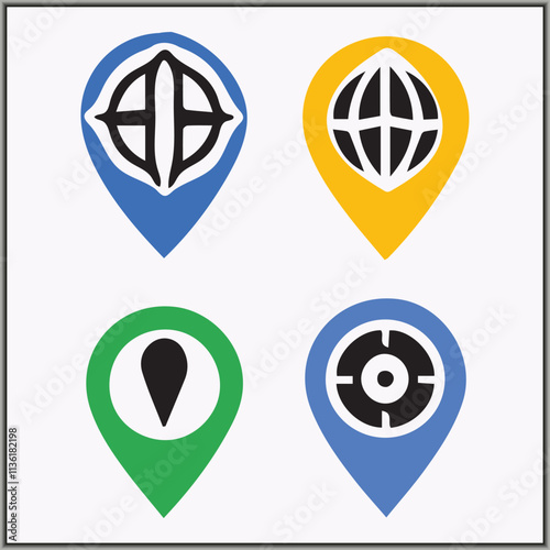 location locator icon bundle with color design 