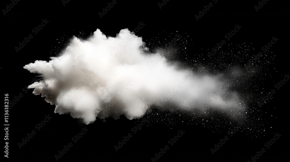 Soft White Smoke Cloud on Black Background with Starry Effect Soft White Smoke Cloud on Black Background with Starry Effect