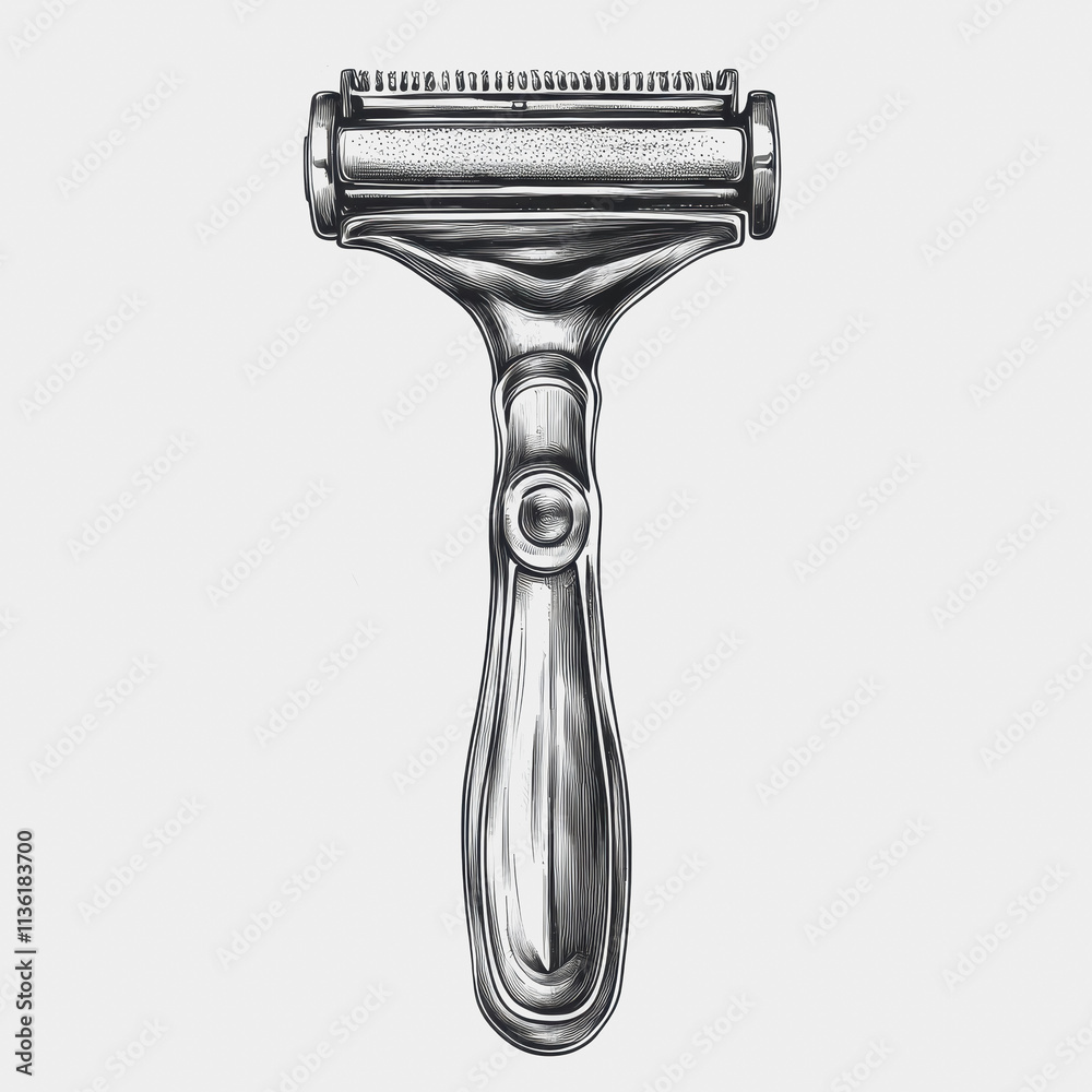 Black and White Drawing of a Shaver Razor in Artistic Style with Detailed Composition and High Contrast Lighting for Stock Photo Use Black and White Drawing of a Shaver Razor in Artistic Style with Detailed Composition and High Contrast Lighting for Stock Photo Use