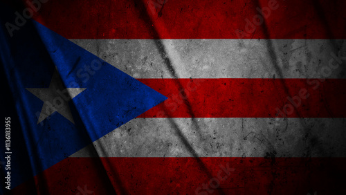 Puerto Rico grunge silk flag waving in the wind background illustration, grunge textured flag on silk