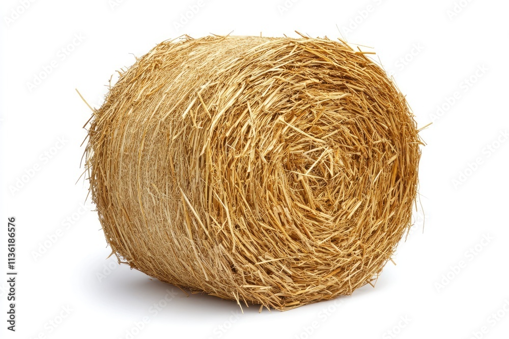 Round bale of hay isolated on white background representing agriculture and farming Round bale of hay isolated on white background representing agriculture and farming