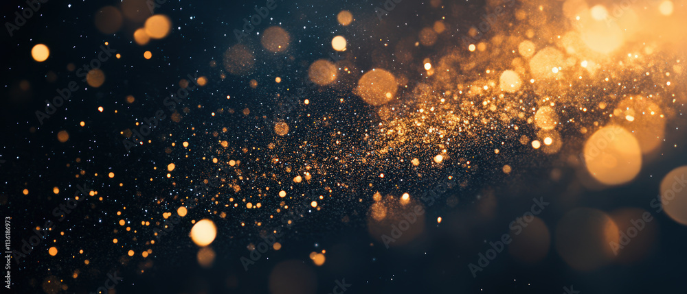 Fototapeta premium A blurry image of gold and black specks with a dark background