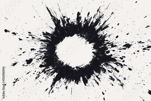 Wallpaper Mural Abstract black ink splash on white background, artistic design element for creative projects, conveying energy and artistic expression in modern visuals Torontodigital.ca