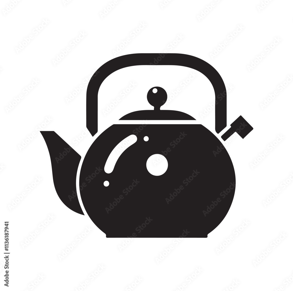 Obraz premium tea kettle silhouette vector illustration