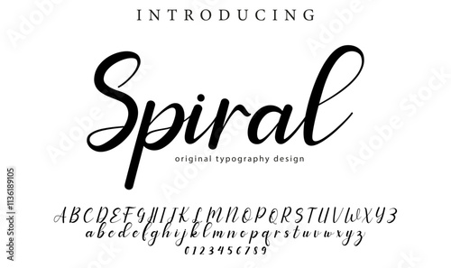 Spiral Font Stylish brush painted an uppercase vector letters, alphabet, typeface
