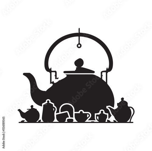 tea kettle silhouette vector illustration