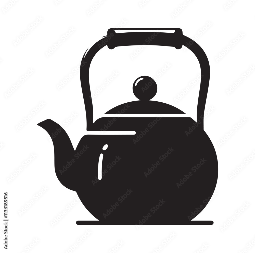 Obraz premium tea kettle silhouette vector illustration