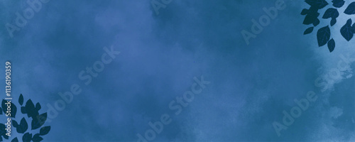 Beautiful Leafy. Blue blurred defocused gradient background graphic modern texture blur abstract digital design. Blue Watercolor Background. Background with Space.