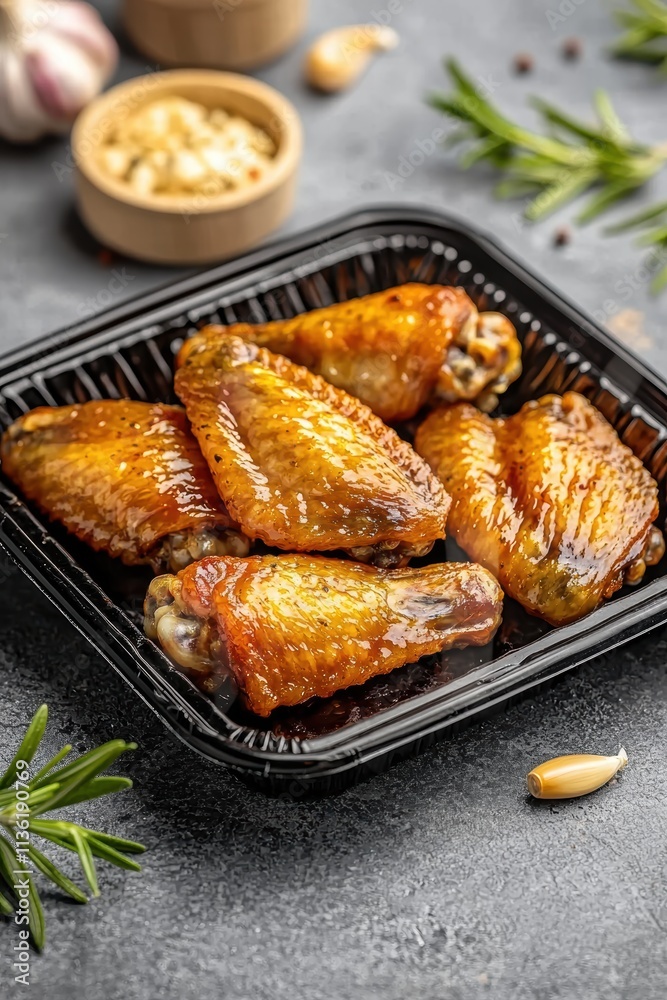 Juicy Grilled Chicken Wings with Garlic and Rosemary Garnish Juicy Grilled Chicken Wings with Garlic and Rosemary Garnish