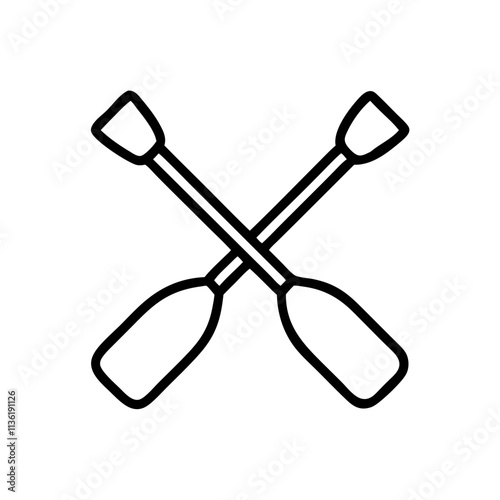 kayak paddles icon, fishing concept, minimal style, black and white, water sport equipment