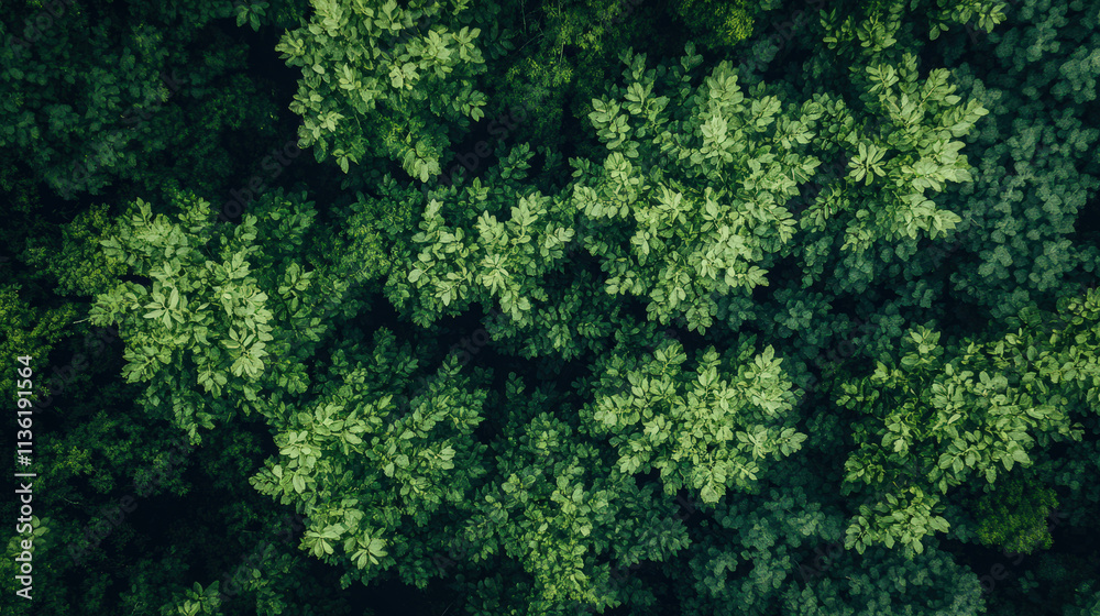 A lush green forest with trees of various sizes A lush green forest with trees of various sizes