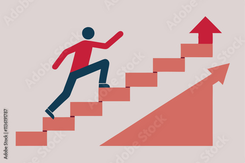  a person races up a set of stylized stairs embody.