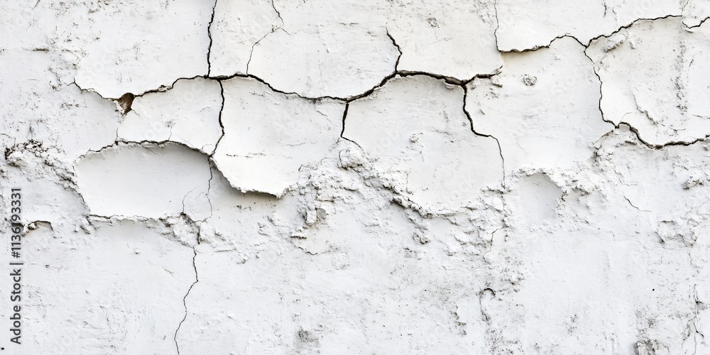 Obraz premium Cracked White Wall Texture Background Aged Plaster Distress Surface
