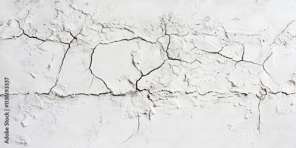 Obraz premium Cracked White Wall Texture Background AI Generated