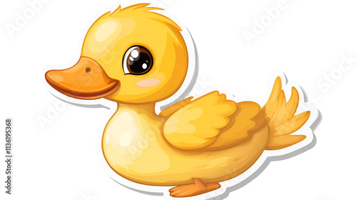 cute cartoon baby duck on white background.ai generative