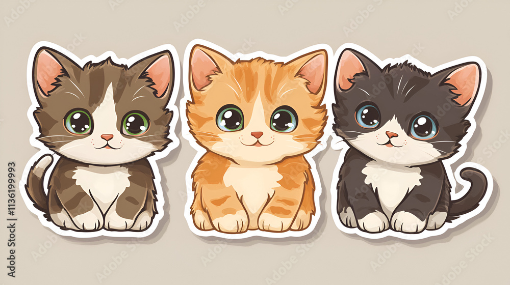 set of cute baby cats sticker.ai generative set of cute baby cats sticker.ai generative
